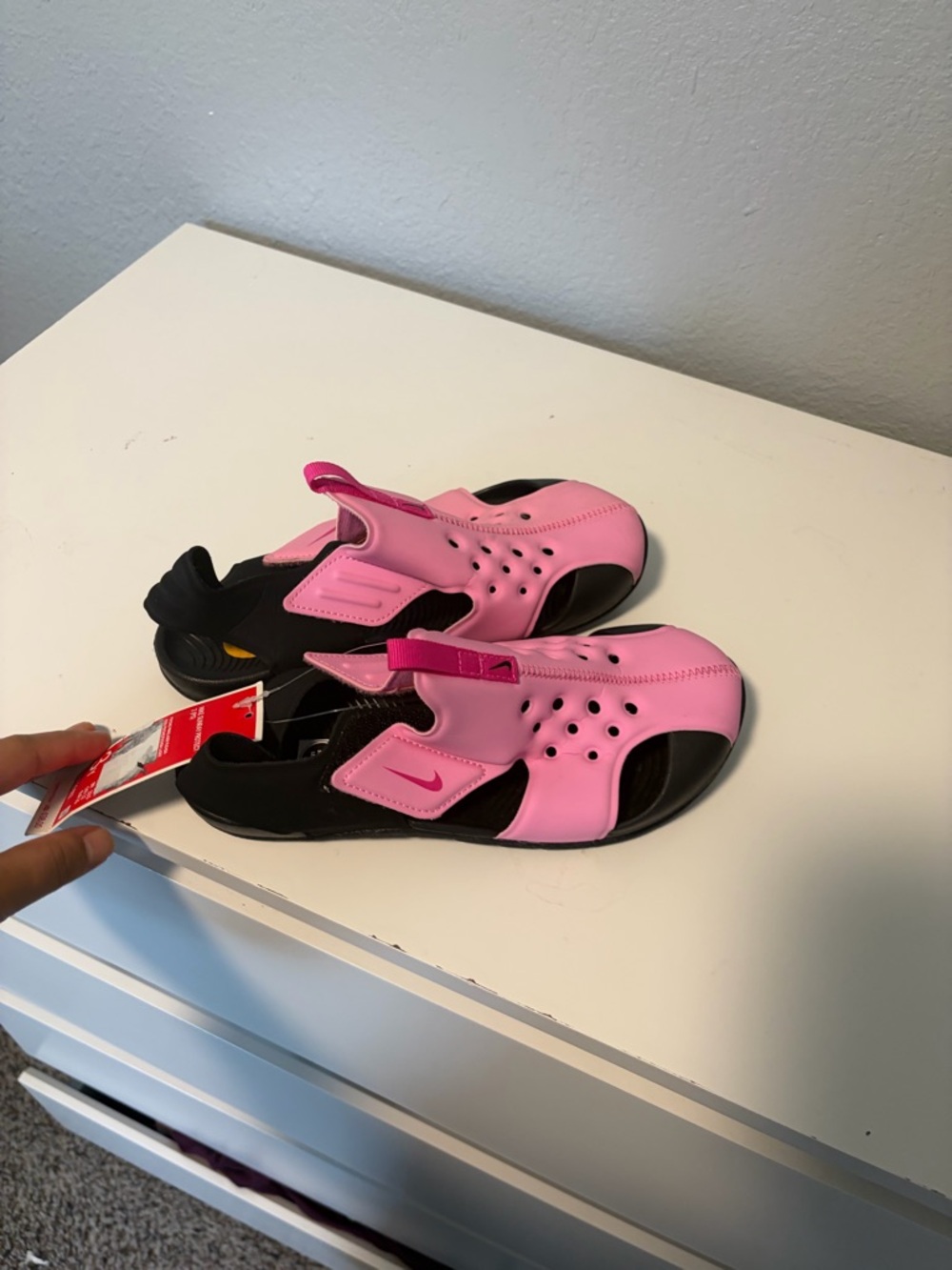 Nike Kids Pink and Black sandals size 3